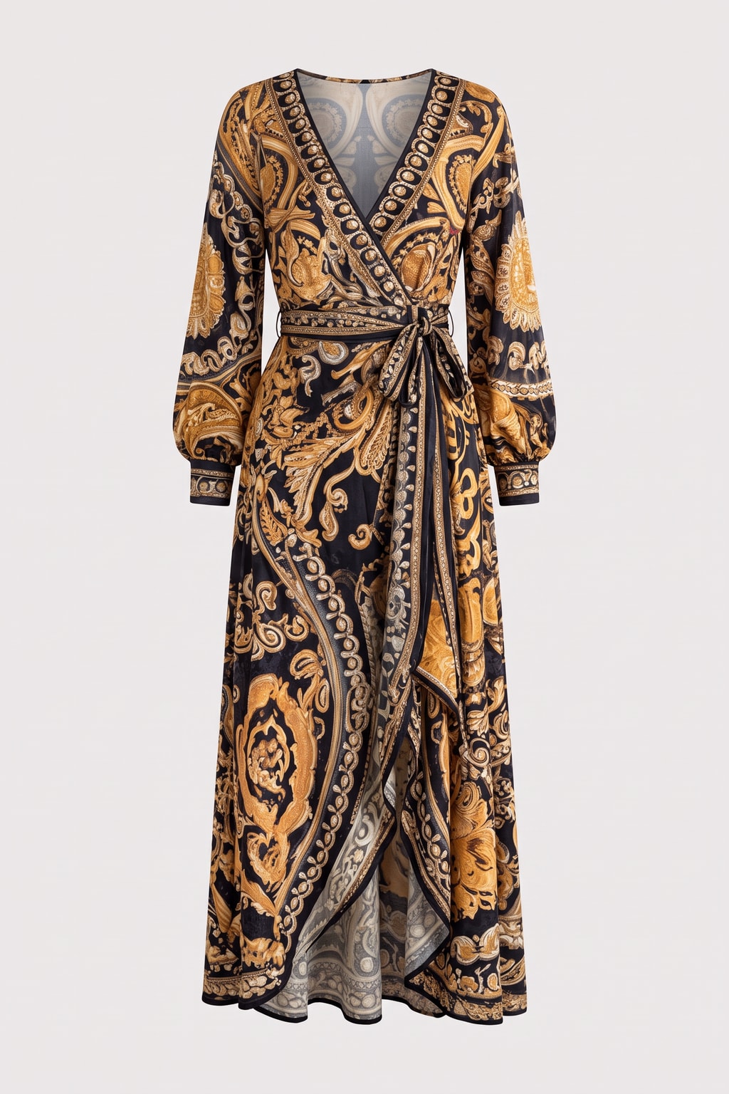 Yellow Printed Maxi Dress With High Slit - 1