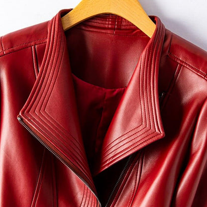 Vegan leather jacket with asymmetrical zip - view 8
