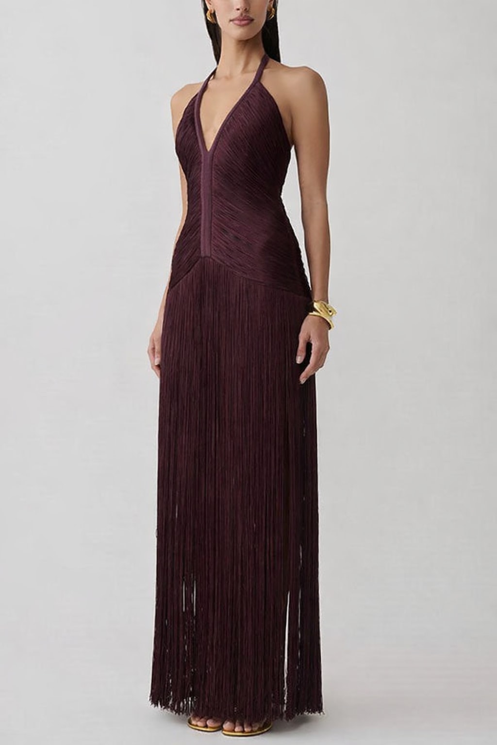 Maxi Dress with Sleeveless Helter V-Neck - 6