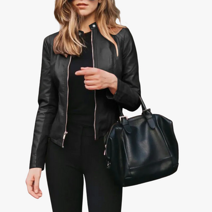 Polyurethane Bomber Jacket With Stand Collar - view 2