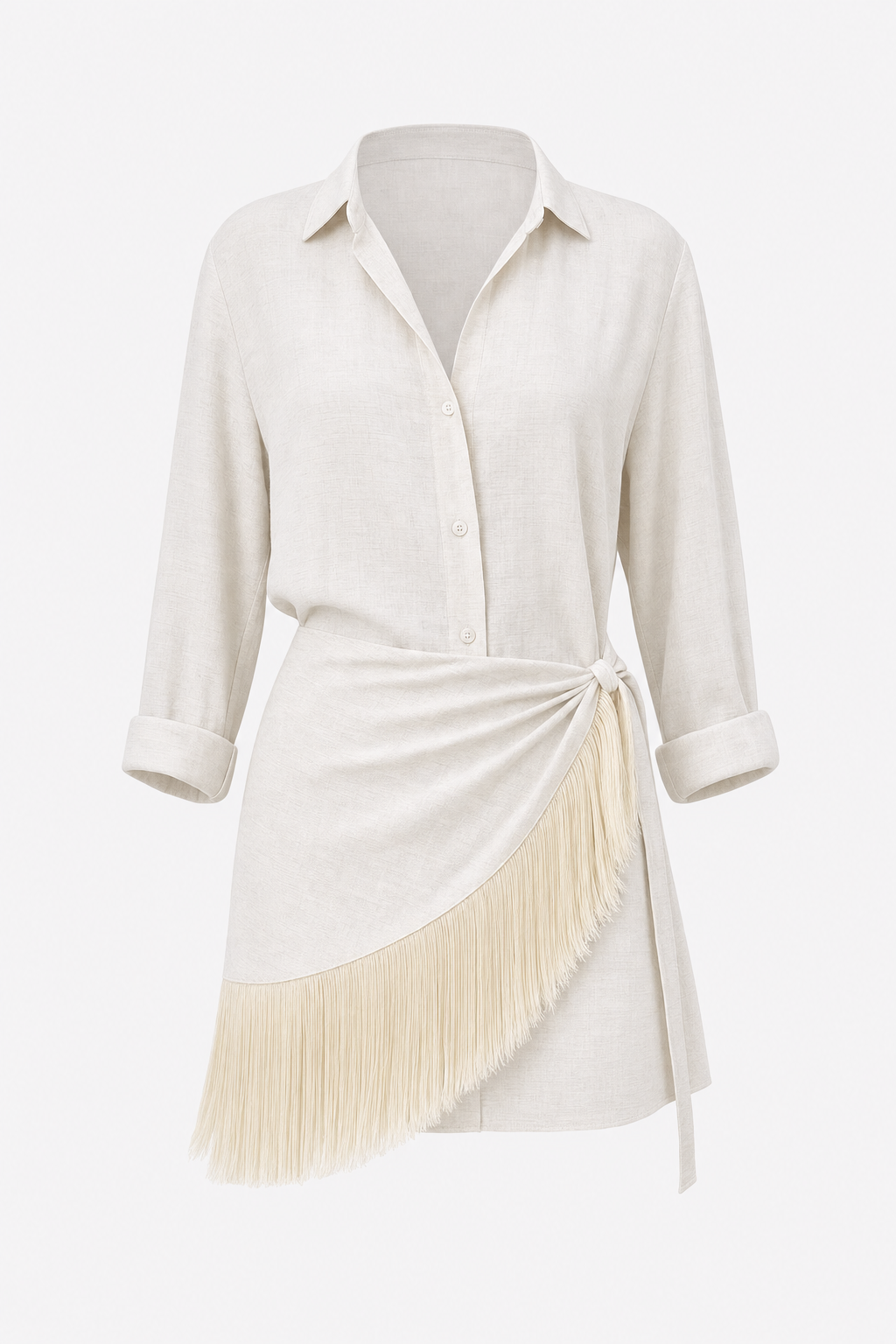Linen Blend Blouse and Midi Dress Set