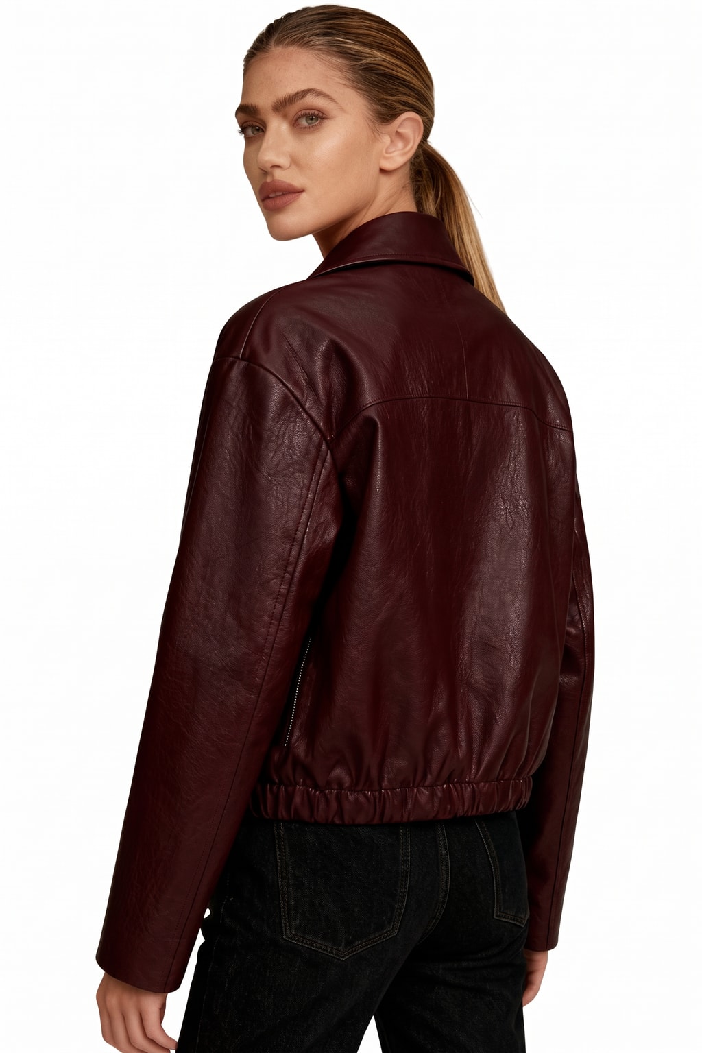 Elegant Leather Jacket Oversized Cropped Fit - 7