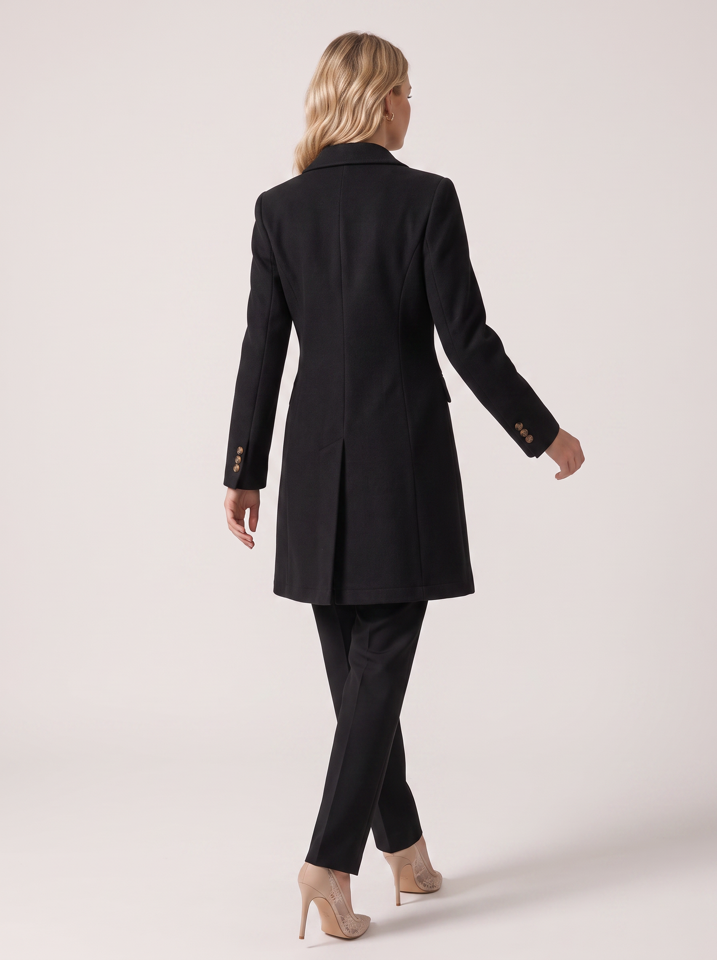 Double breasted longline coat with notch lapel - view 5
