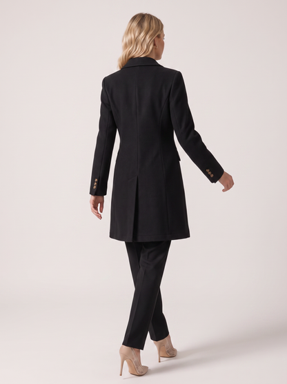 Double breasted longline coat with notch lapel - view 5