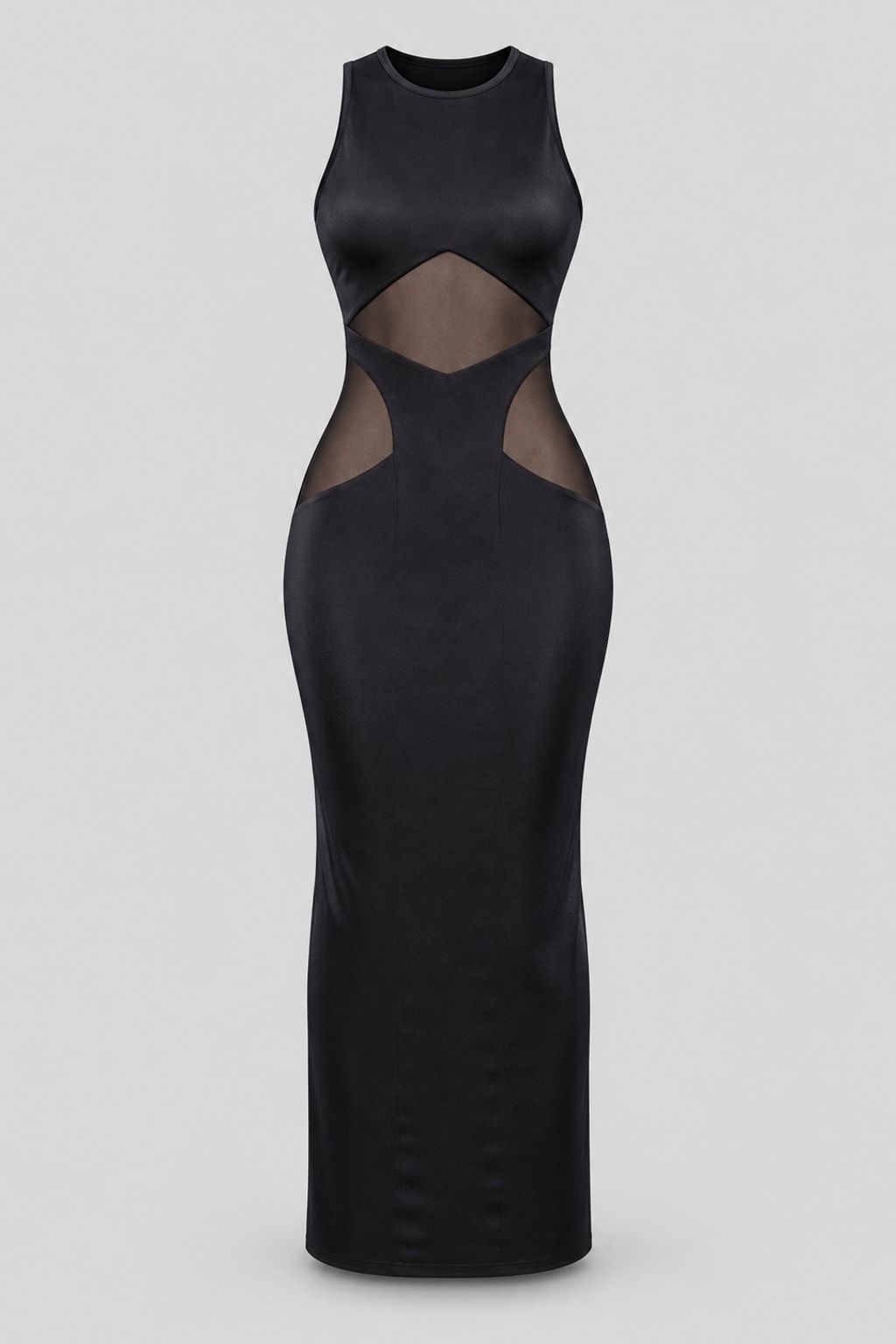 Polyester Maxi Dress Sleek Sheer Mesh Style - 1