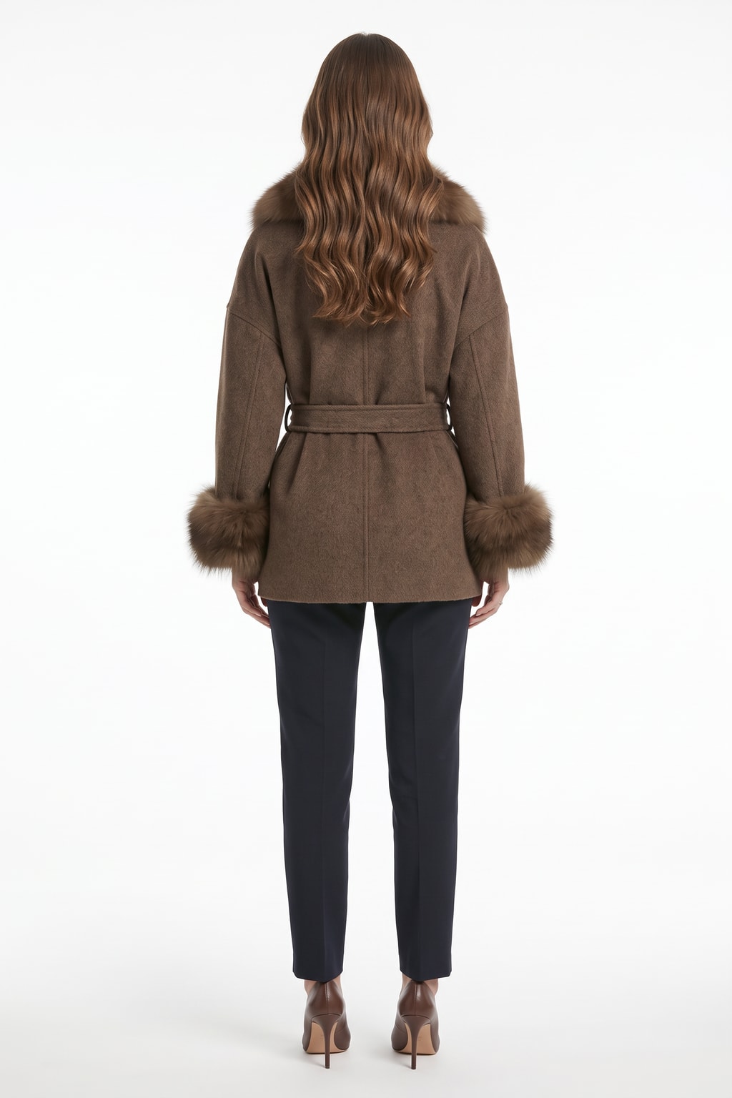 Double-Sided Wool Coat With Fur Collar - 3