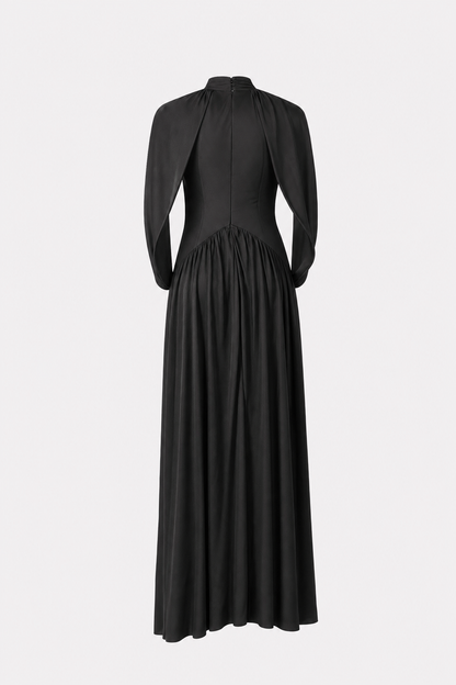Black Cape Sleeve Knit Maxi Dress - view 5