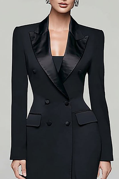 Satin double-breasted pencil blazer dress - view 4