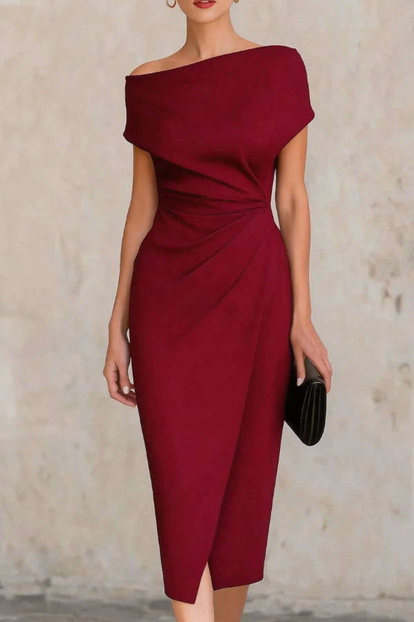 Short Sleeve Pleated Midi Dress - view 3