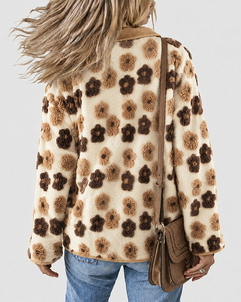 Sherpa Fleece Coat With Corduroy Trim - 4