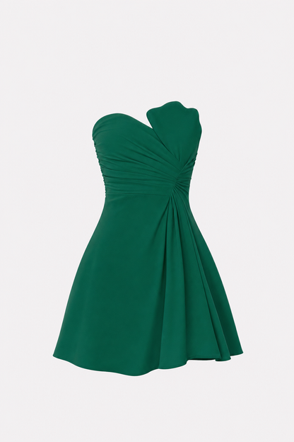 Ivory Satin Strapless Ruched Mini Dress - view 11