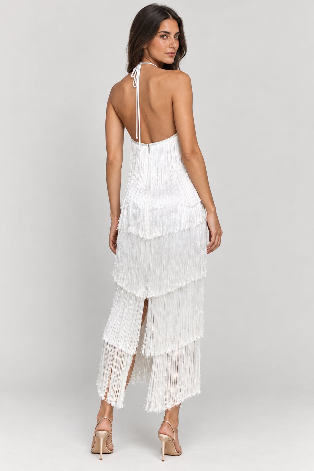 Midi Party Dress with Elegant Fringe Detail - 6