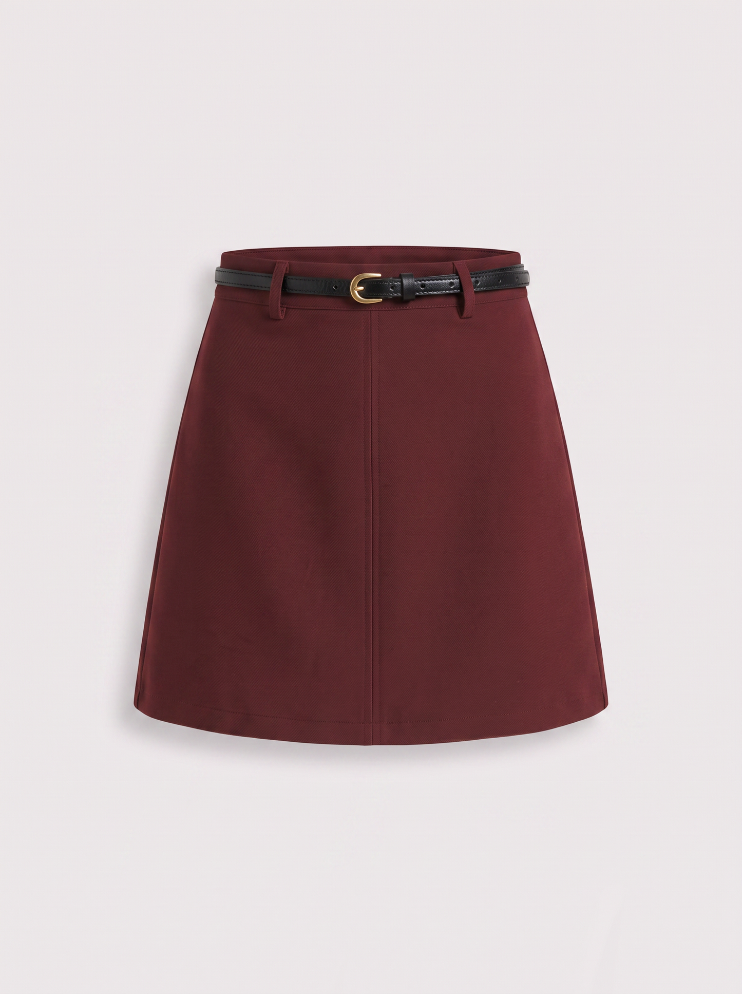 Woven mini skort with slim belt - view 7