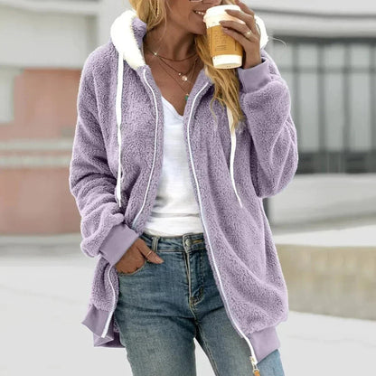 Sherpa fleece hooded zip-up jacket - view 3