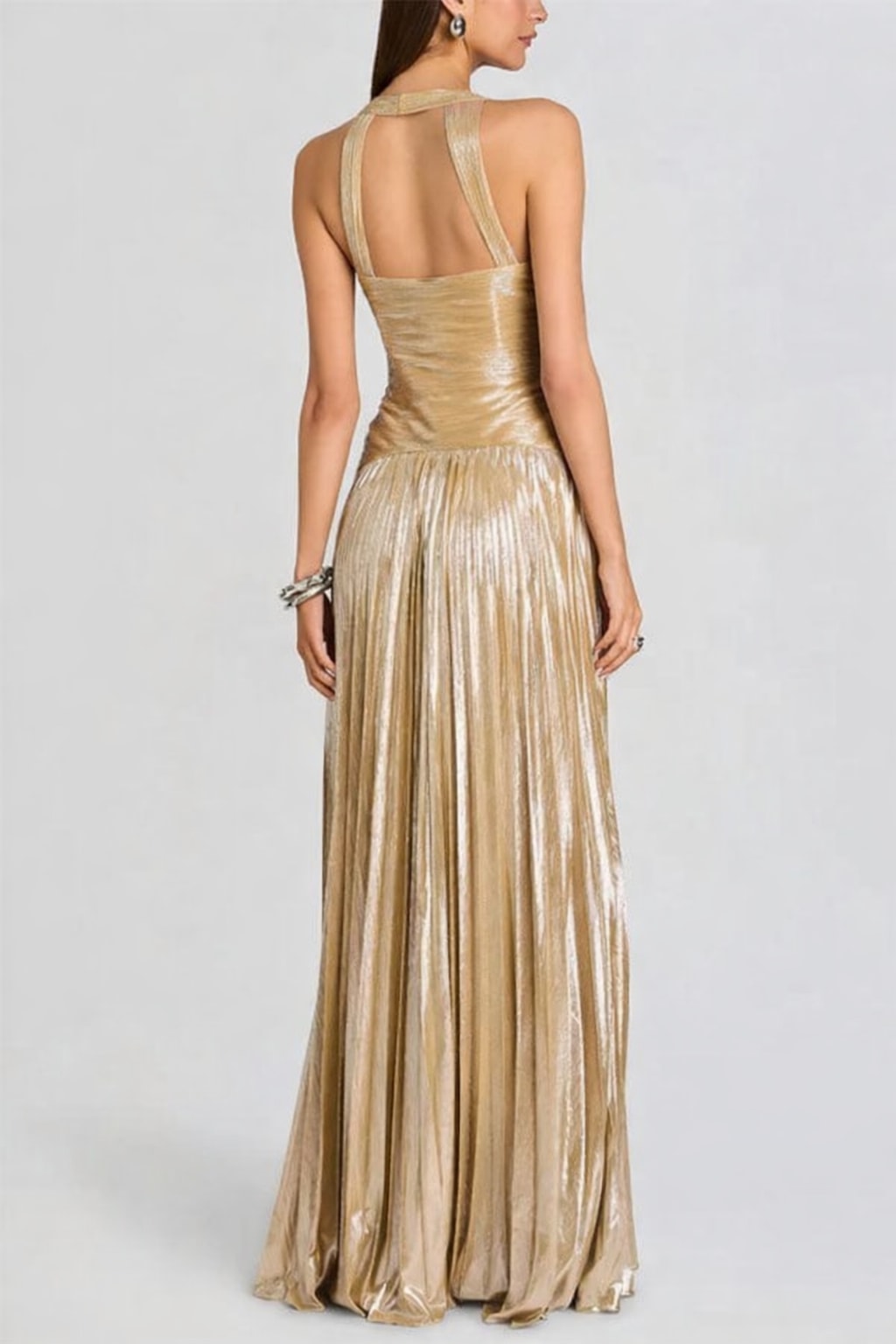 Polyester Maxi Dress With Halter Neck And Cutout Detail - 4