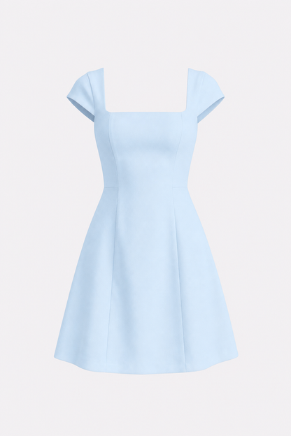 White satin A-line cap sleeve dress - view 13
