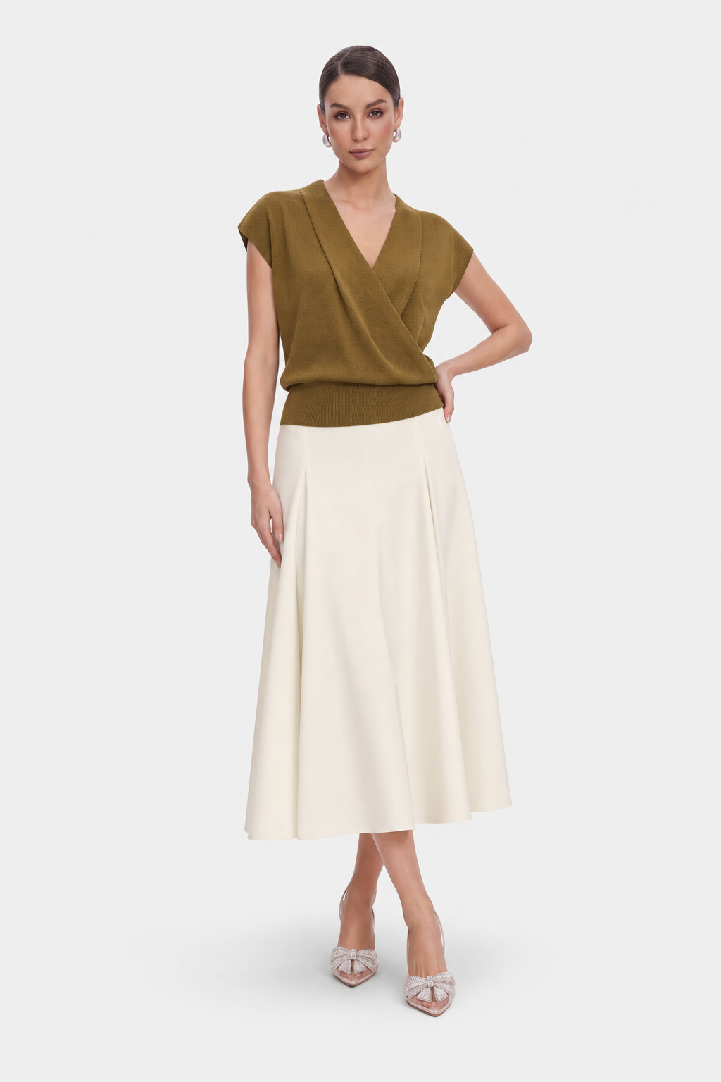 Knit wrap V-neck sleeveless top - view 2