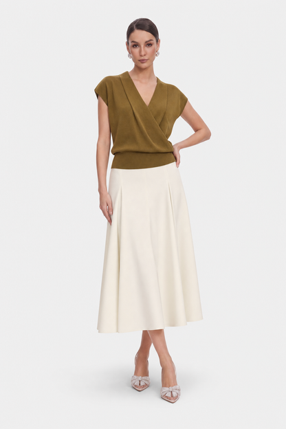 Knit wrap V-neck sleeveless top - view 2