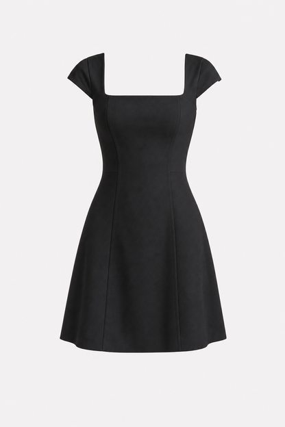 White satin A-line cap sleeve dress - view 6