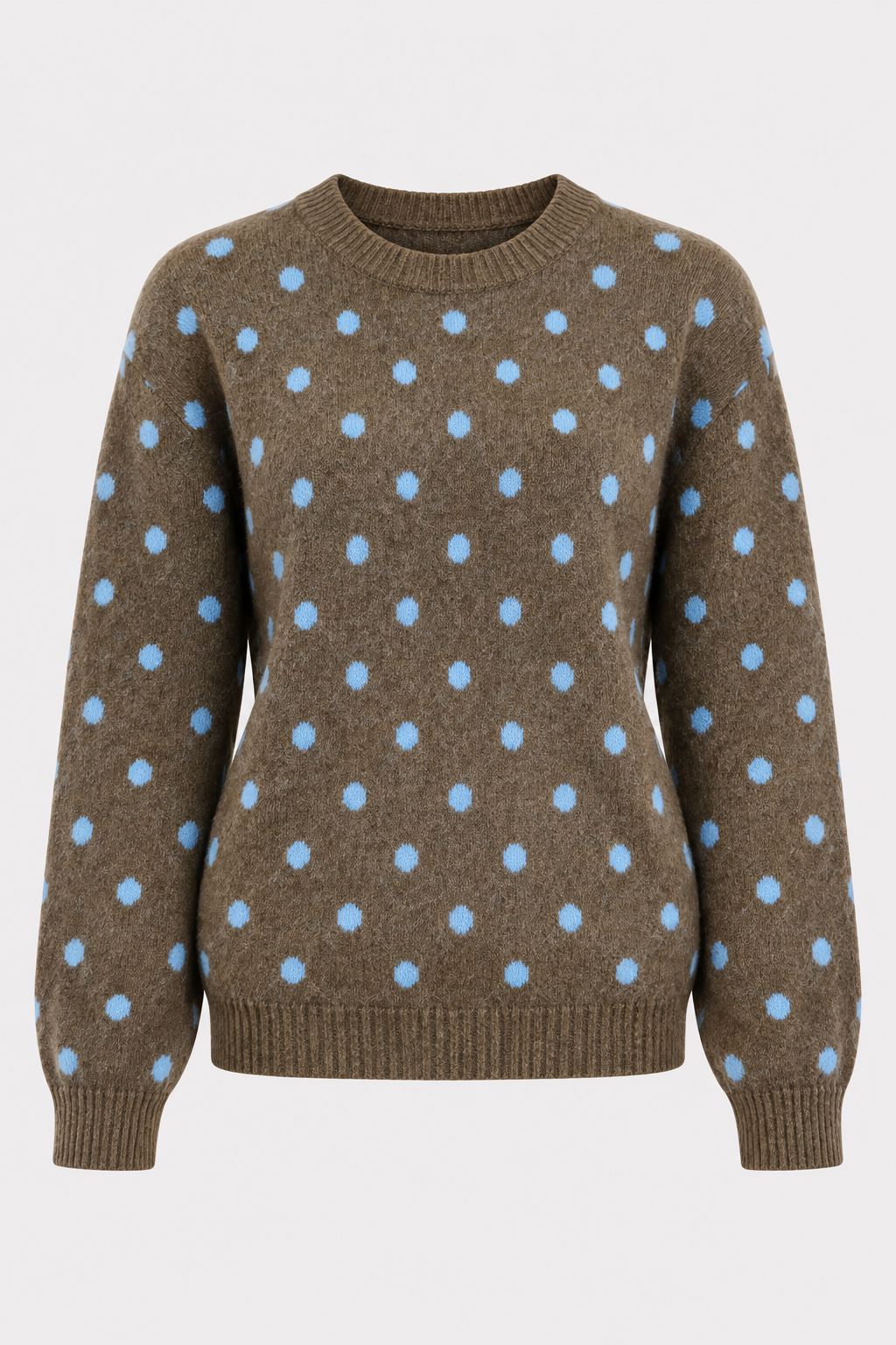 Knit Sweater Polka Dot Crew Neck Pullover - 13