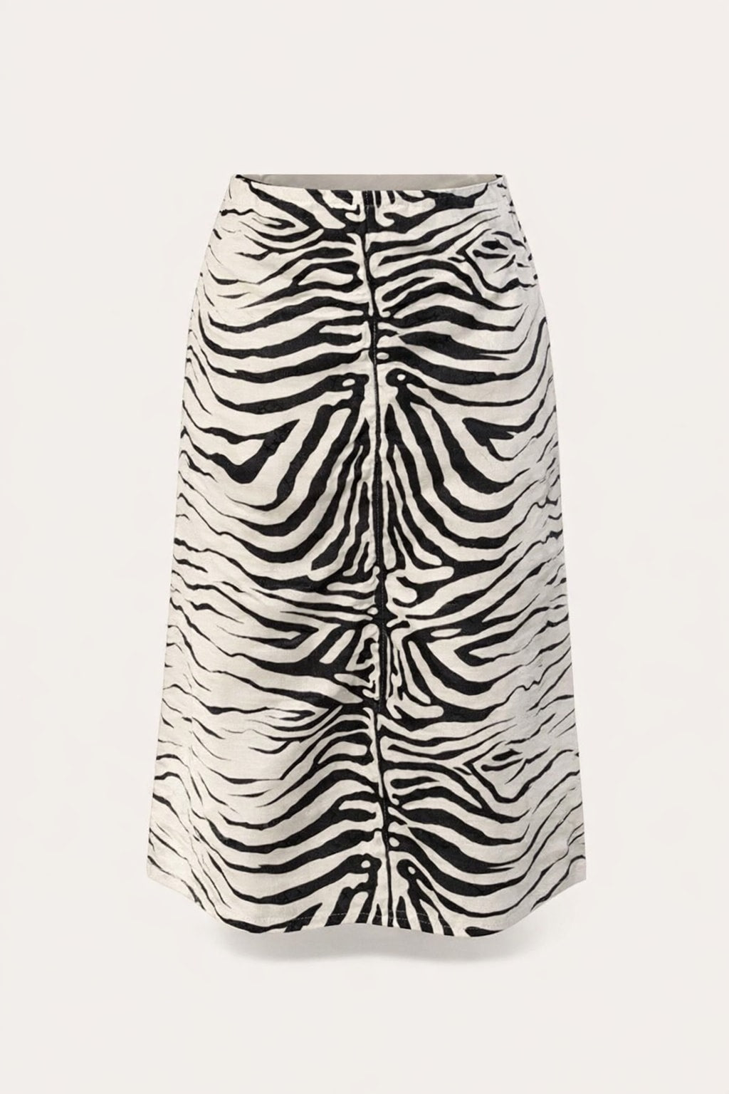 Leather High-Waist Midi Skirt With Ruched Front Detail - 1