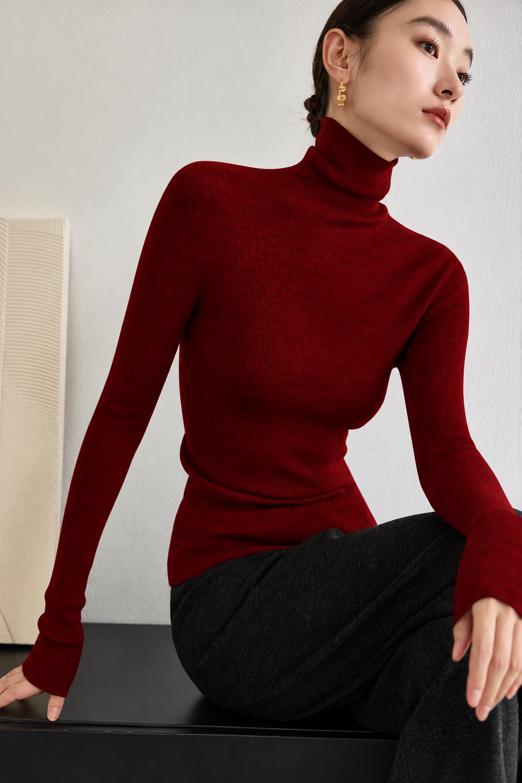 Acrylic Cotton Turtleneck Sweater Slim Fit - 2