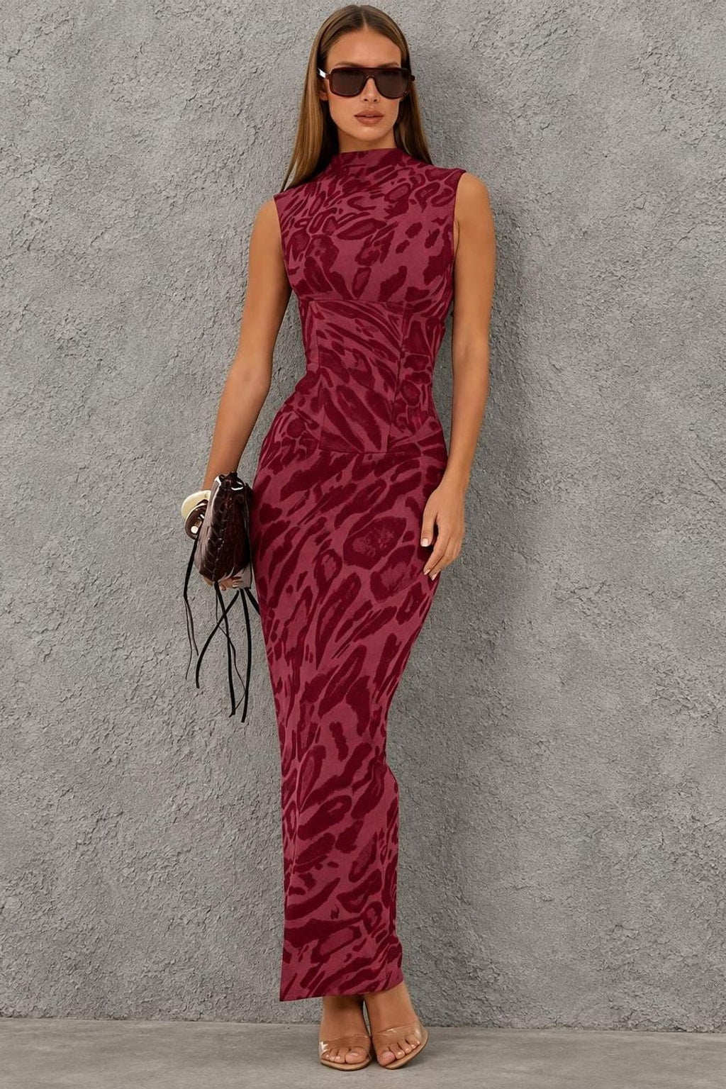 Leopard Print Bodycon Maxi Dress - 14