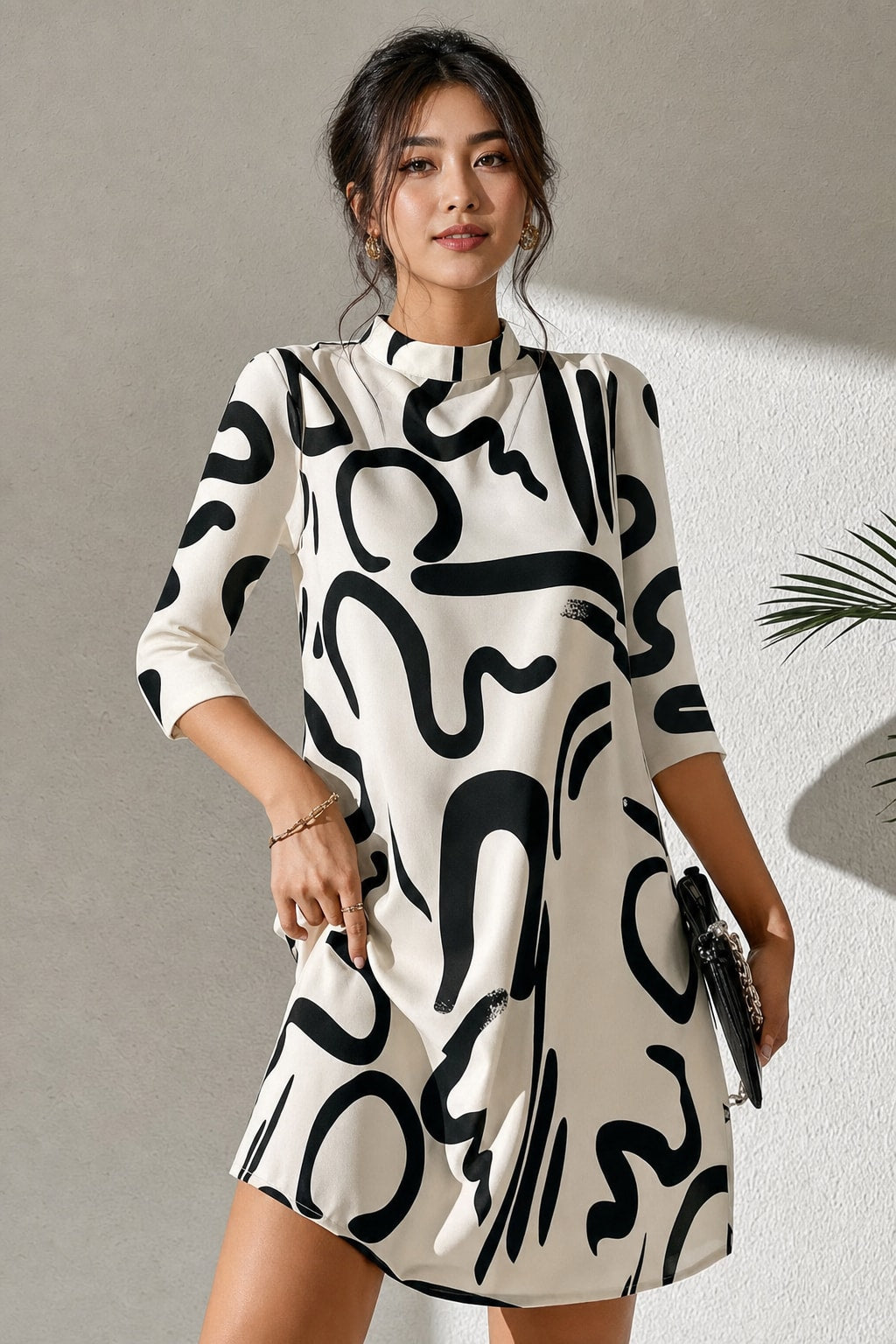 Abstract Print Mini Dress For Day To Night - 3