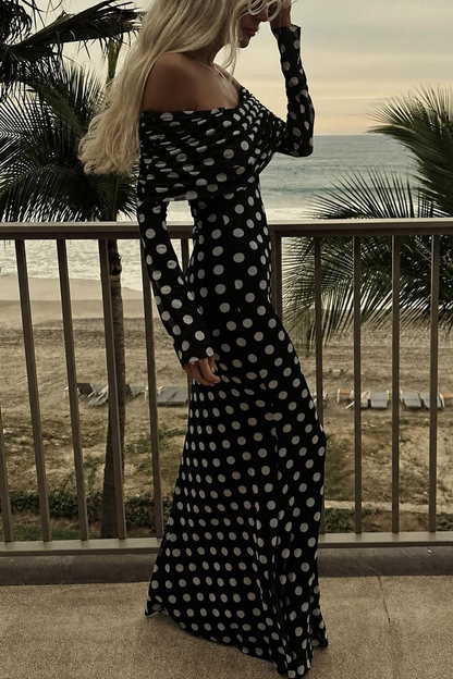 Polka Dot Off-Shoulder Maxi Dress - view 6