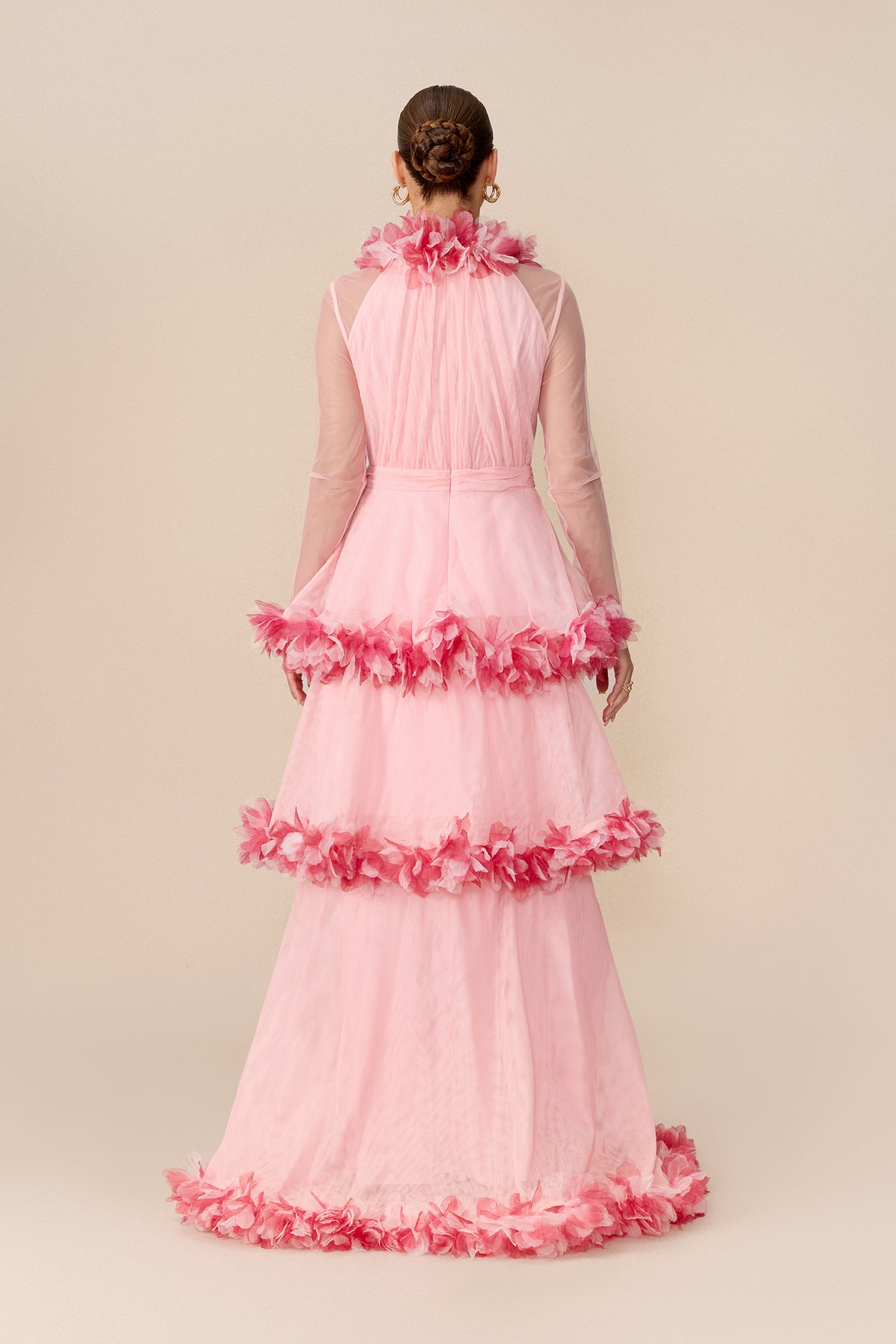 Floral Trim Tiered Mesh Maxi Dress - view 4