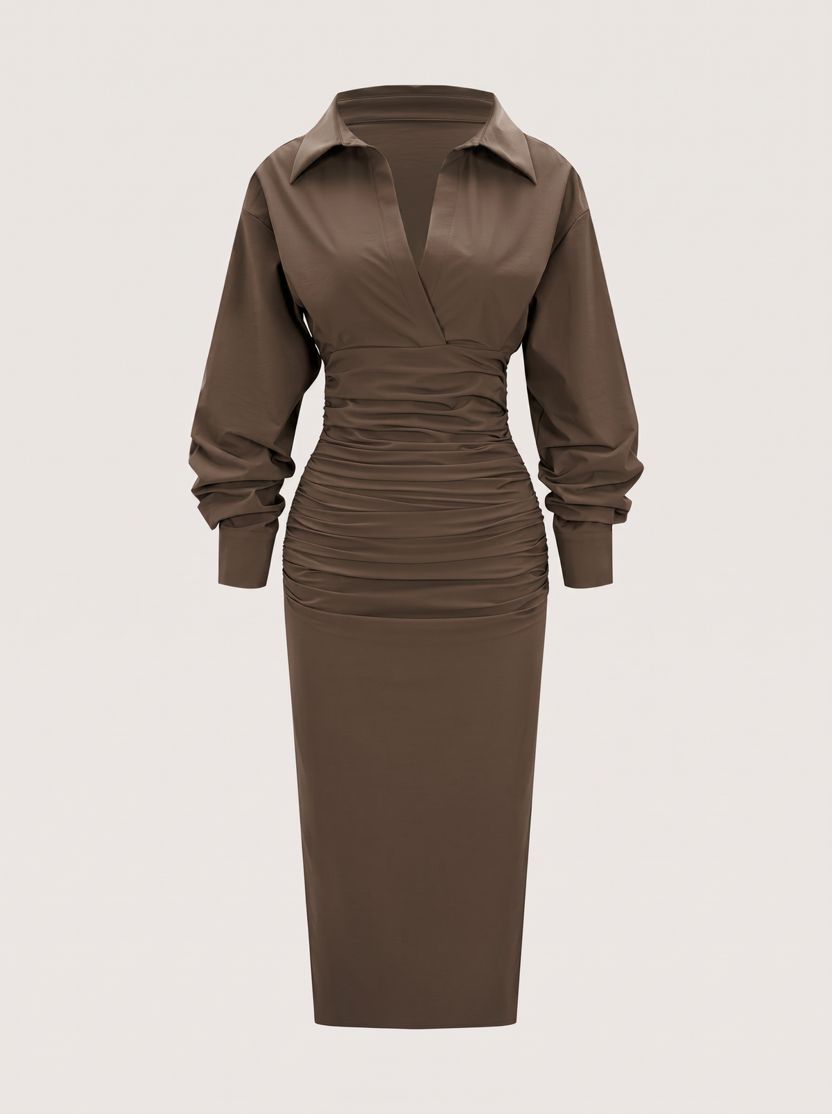 Polyamide Blend Ruched Midi Dress - view 9