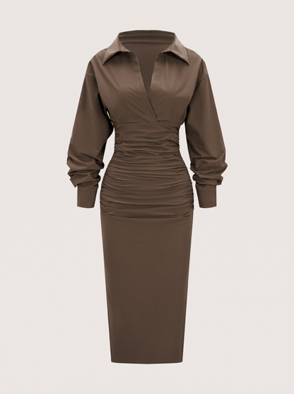 Polyamide Blend Ruched Midi Dress - view 9