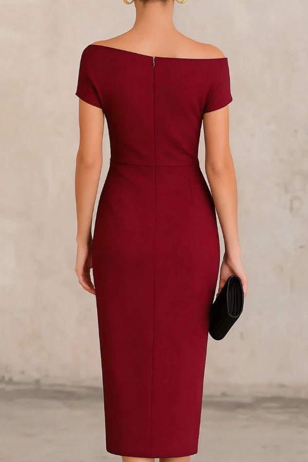 Short Sleeve Pleated Midi Dress - view 7