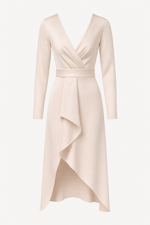 Ruffle Trim Maxi Dress With Long Sleeves