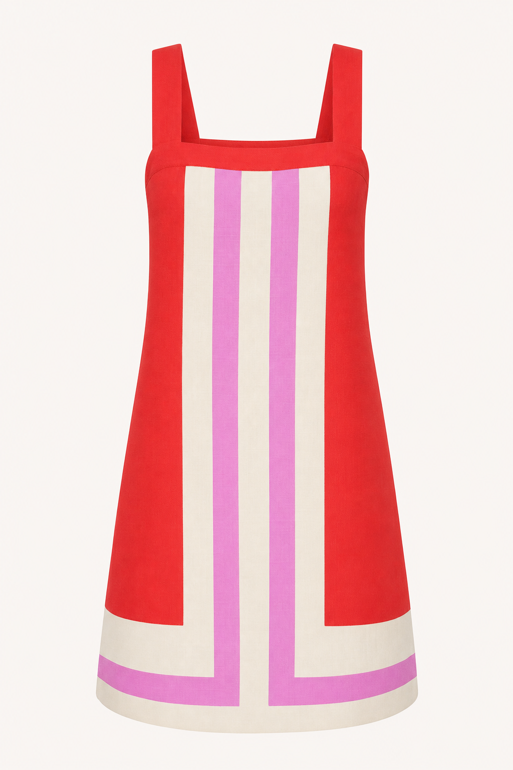 Square Neck Linen Blend Mini Dress