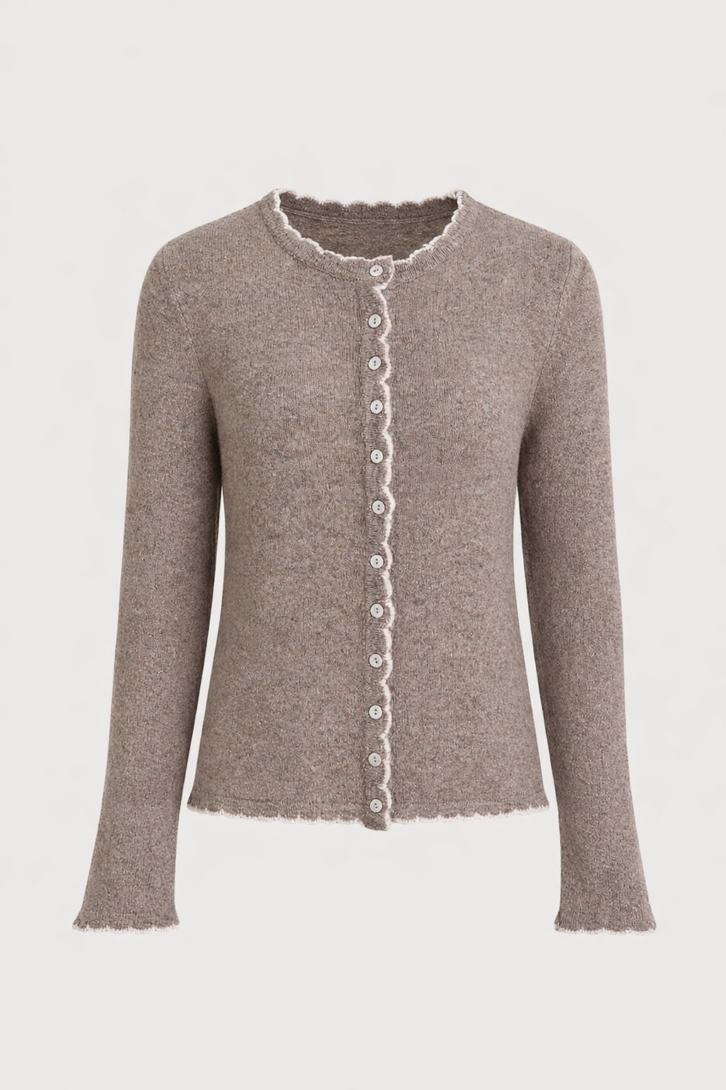 Polyester Knit Cardigan With Contrasting Buttons - 1
