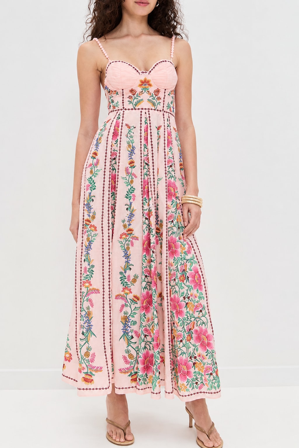 Linen Blend Maxi Dress Sweetheart Neck Vacation Style - 3