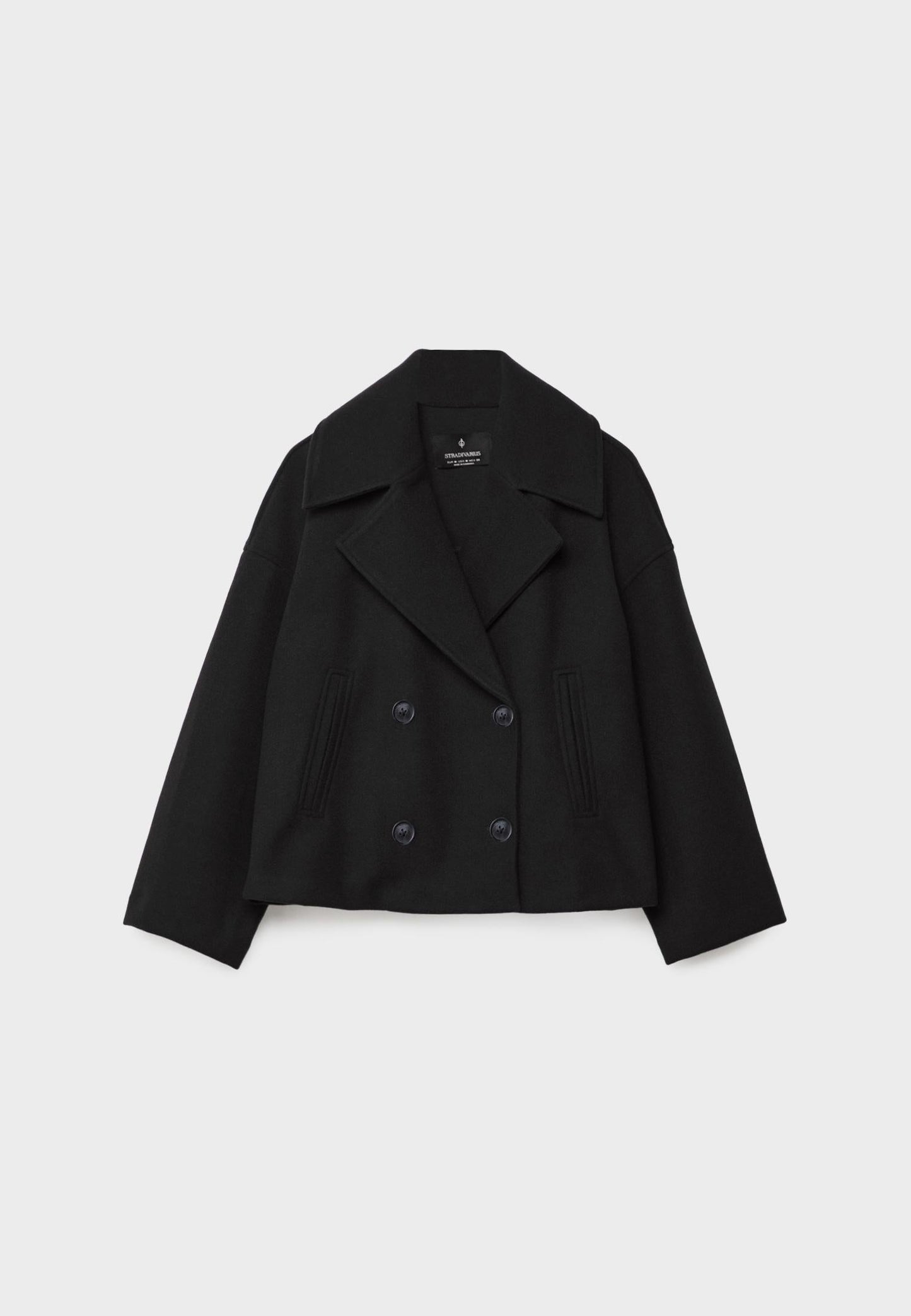 Cropped wool blend peacoat with notch lapel - view 8