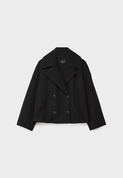 Cropped wool blend peacoat with notch lapel - view 8