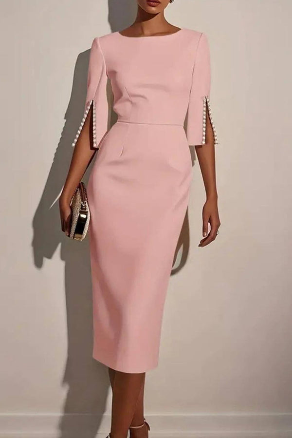 Beaded Round Neck Midi Dress - view 3