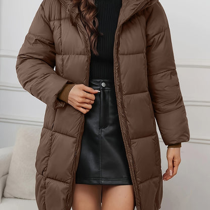 Hooded Longline Puffer Coat, Full Zip - view 2