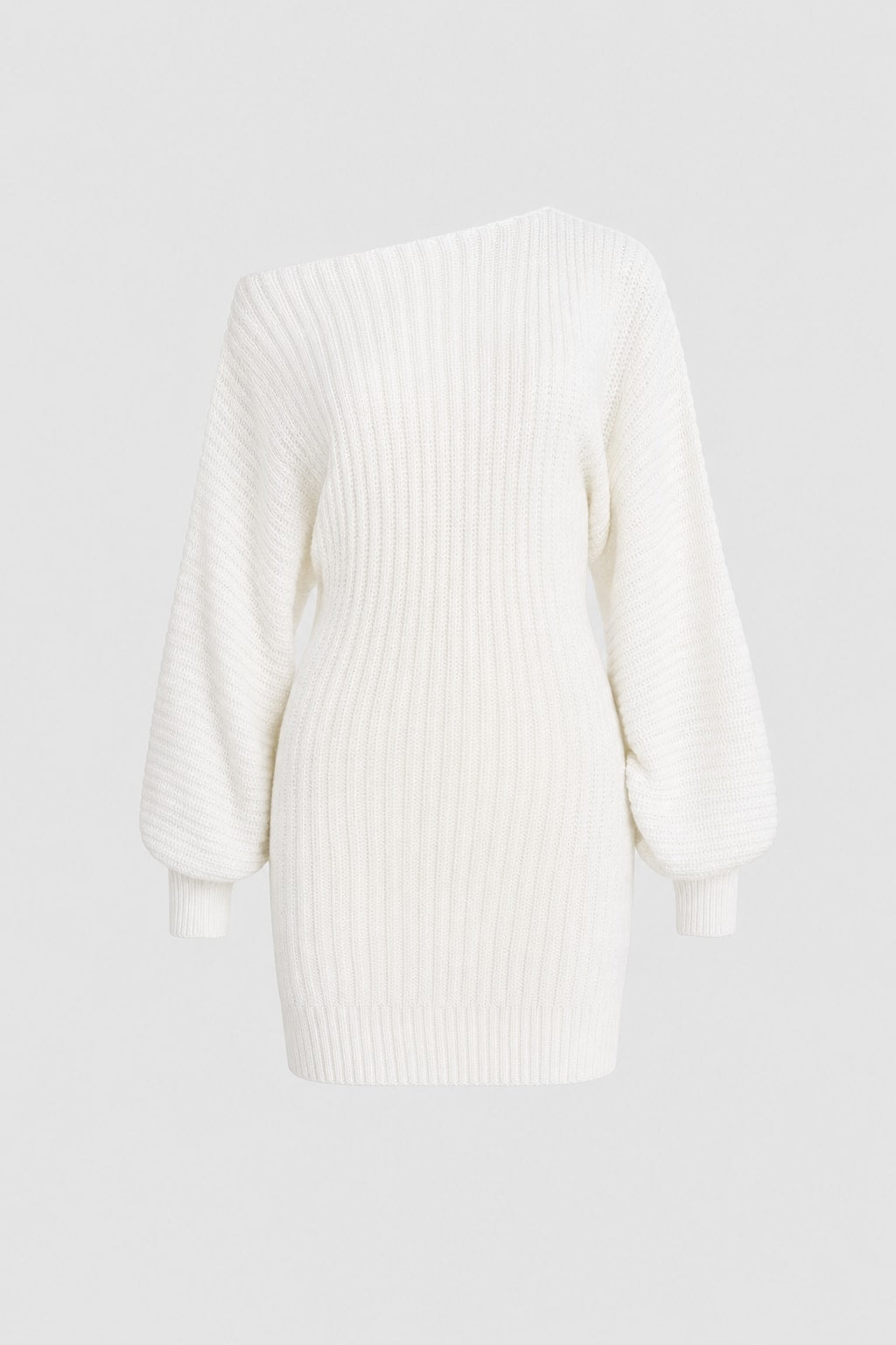 Acrylic Knit One-Shoulder Mini Dress - 1