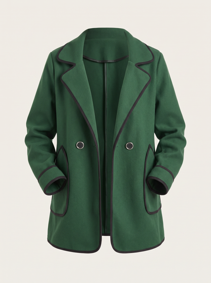 Contrast Trim Loose Coat with Pockets