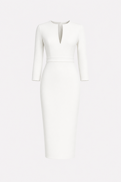 Satin pencil dress with back slit