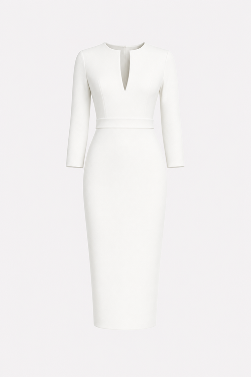 Satin pencil dress with back slit