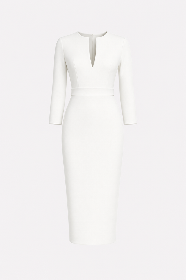 Satin pencil dress with back slit