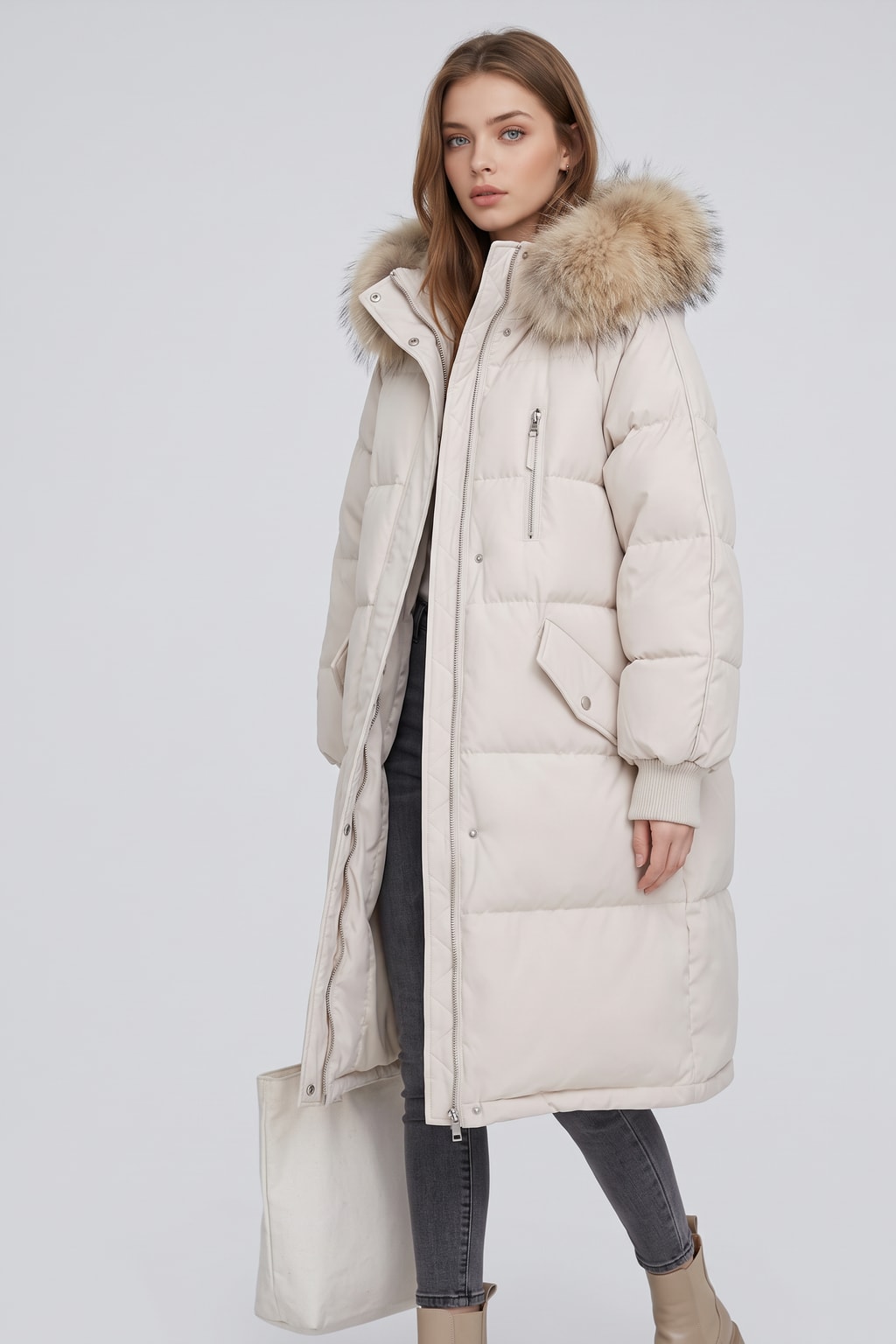 Insulated Faux-Fur Hooded Long Puffer Parka - 3