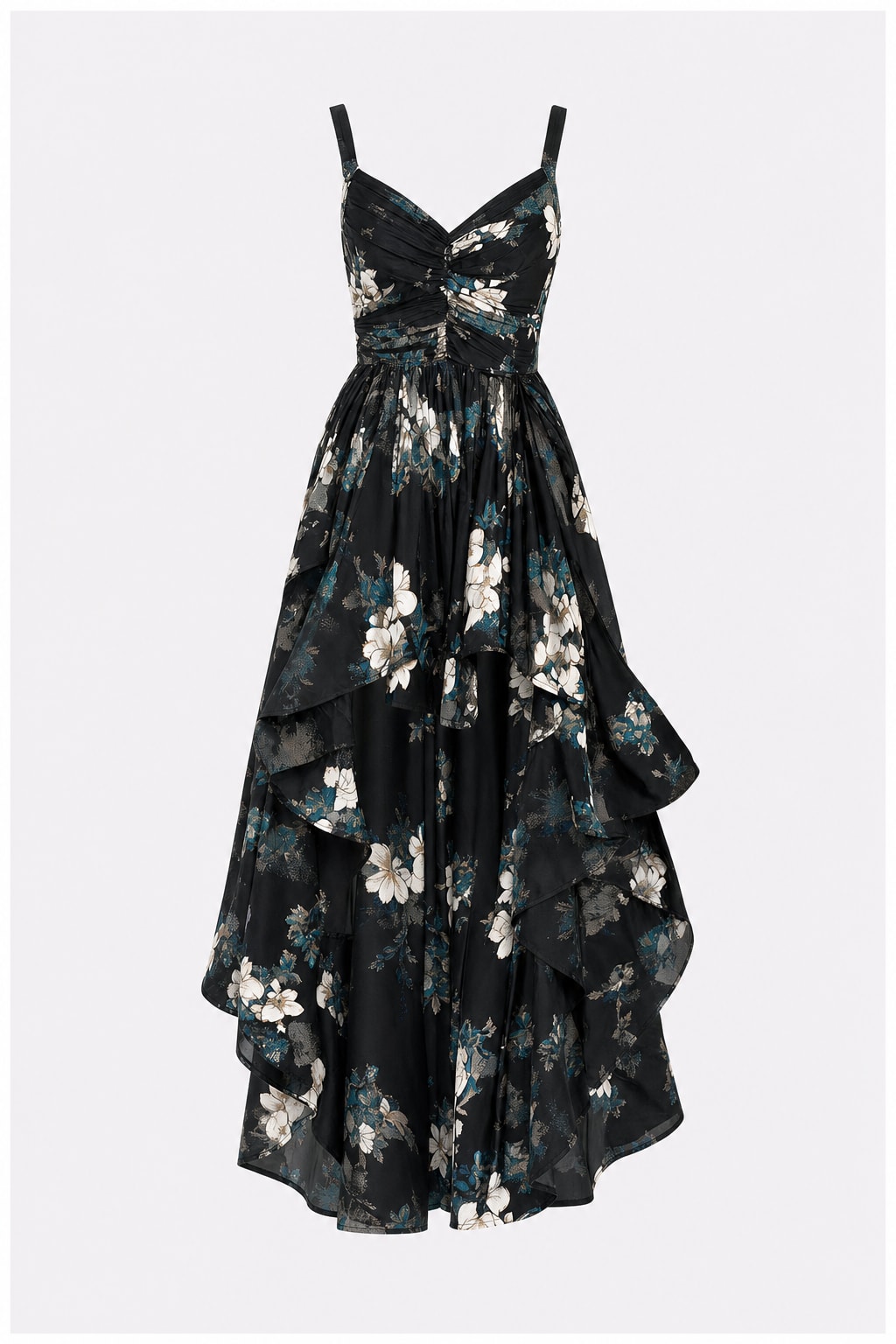 Floral Hi-Low Elegant Maxi Dress - 1