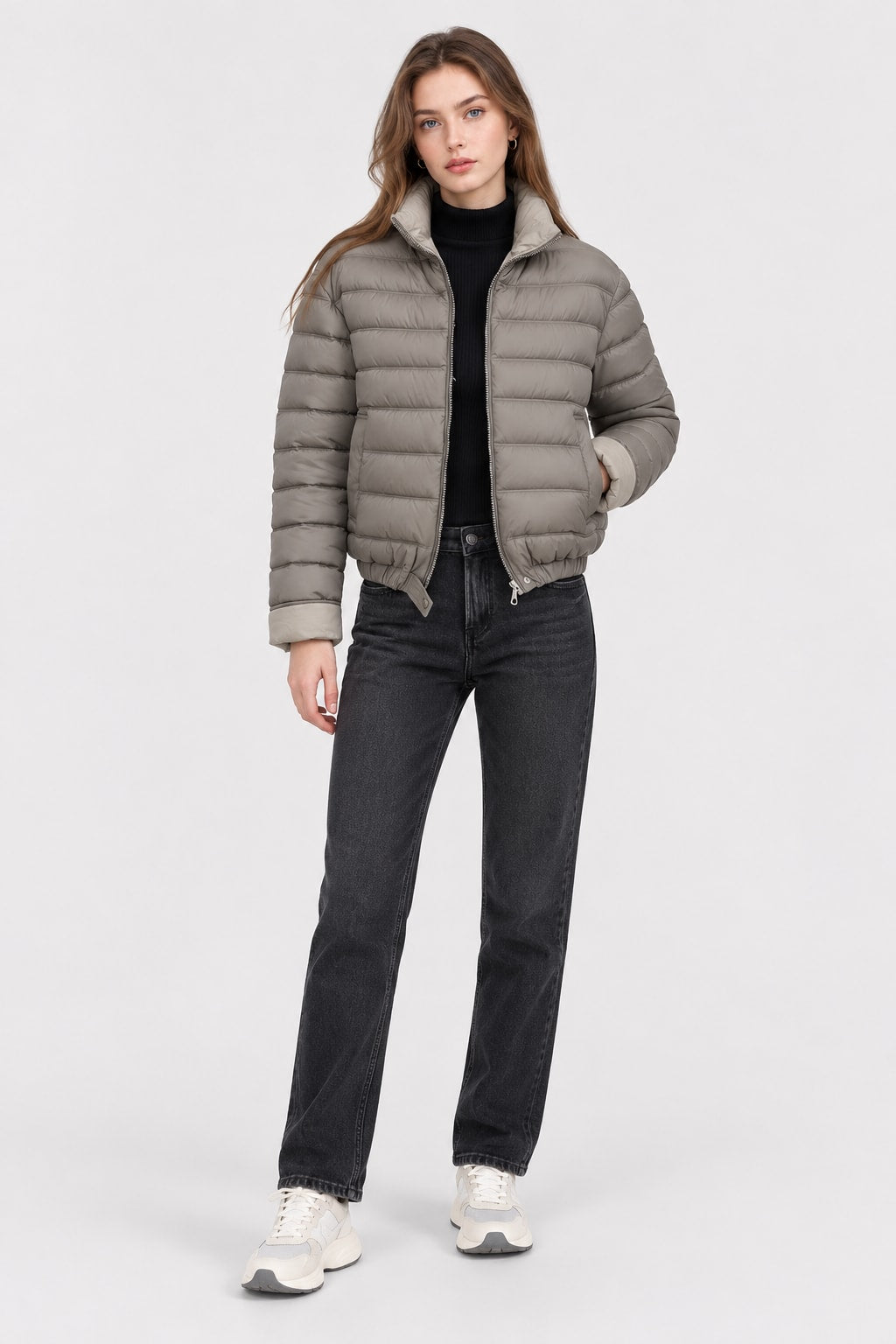 Women Stand Collar Short Parka Winter Padded Jacket - 3