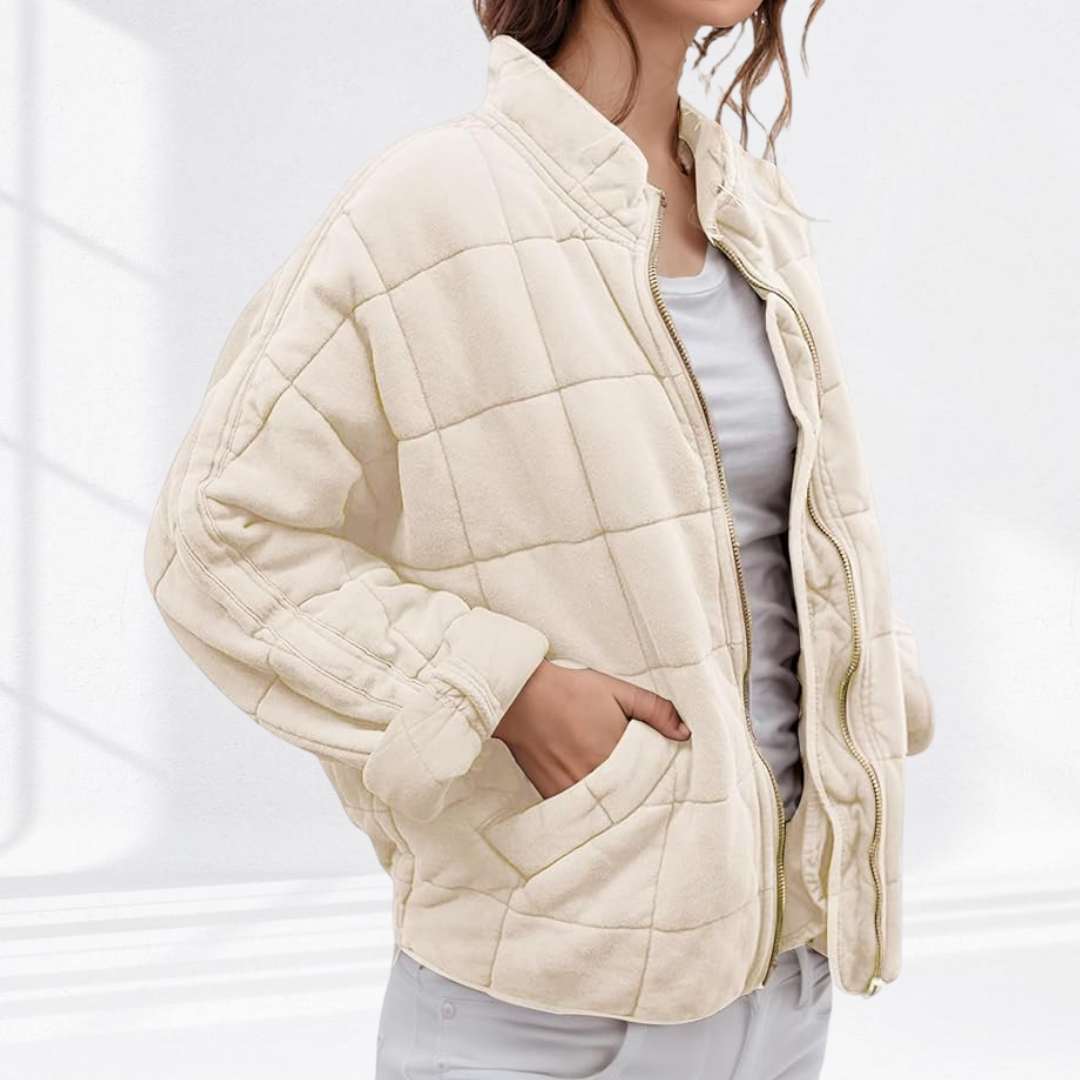 Quilted puffer jacket with high funnel neck - view 9